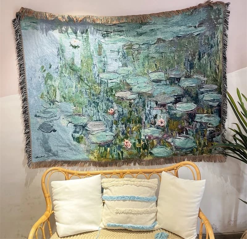 Винтидж артистичен плед за диван, 130x160см