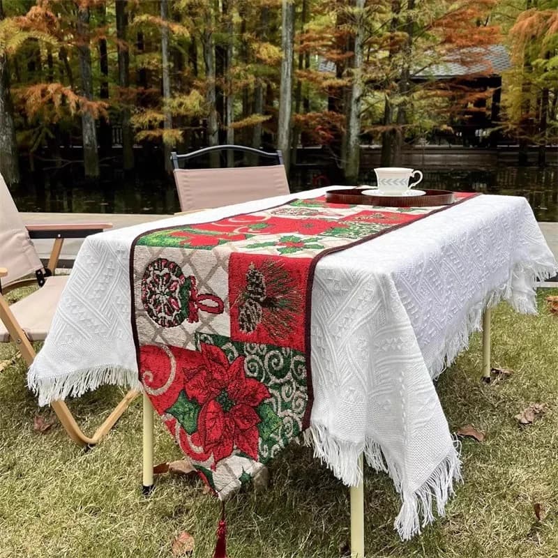 Коледна покривка за маса, памучна смес, празничен декор